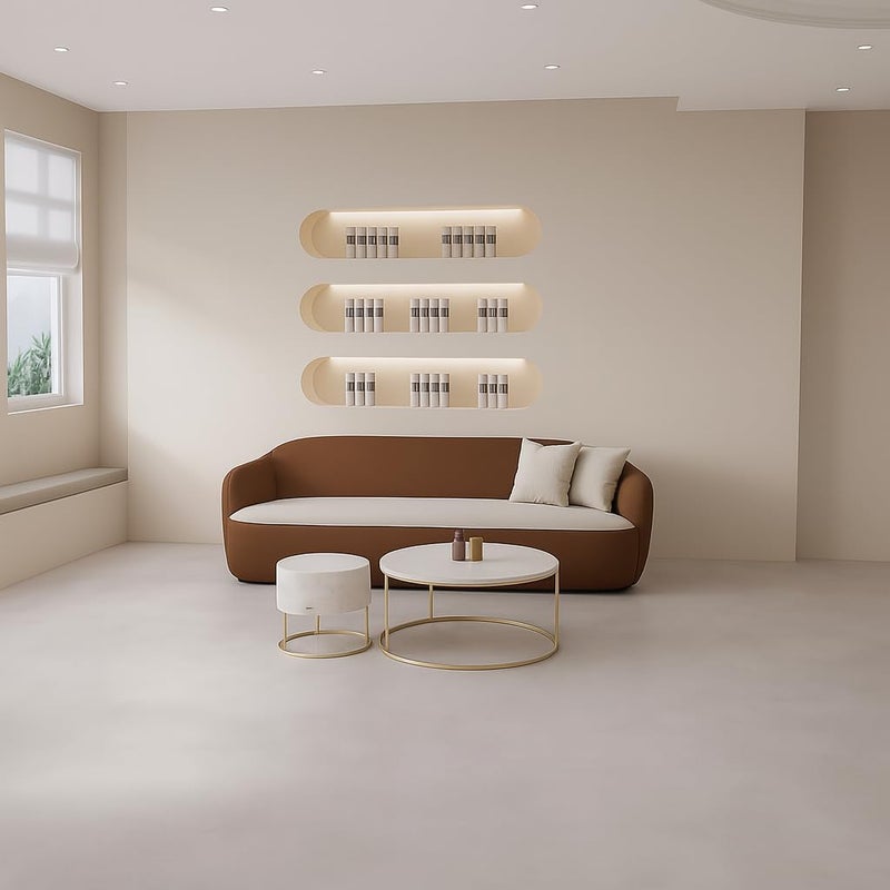 Aroma Homes Modern Minimalist Living Room Sofa Set – Luxury Curved 3-Seater Sofa with Plush Armchairs - Image 3